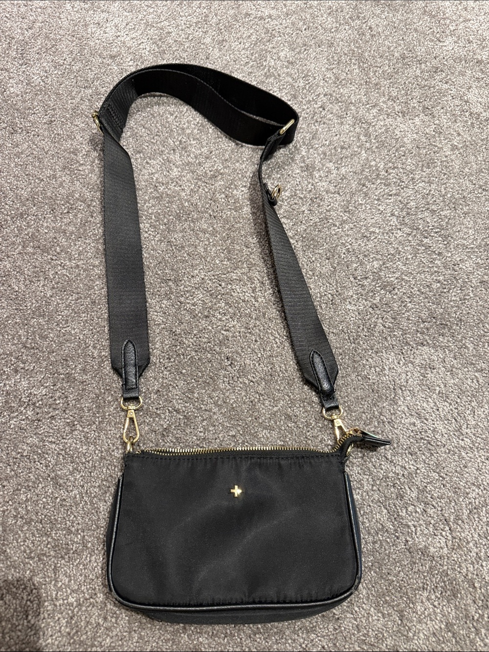 Black Crossbody Shoulder Bag with Adjustable Strap
